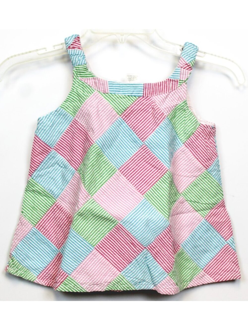 2008 Gymboree Tennis Match Patchwork Tank top Shirt Tee sz 7 Stripe Seersucker
